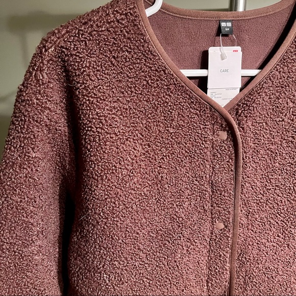 Uniqlo brown teddy sweater jacket - Picture 2 of 2